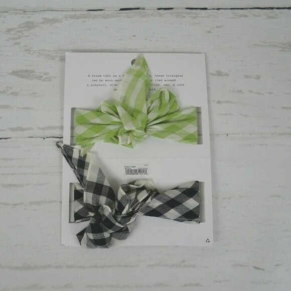 New Madewell Triangle Bandanas 2-Pack Gingham Plaid Scarves Bohemian - Picture 7 of 9